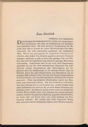 Schöpfertum und Gestaltertum.