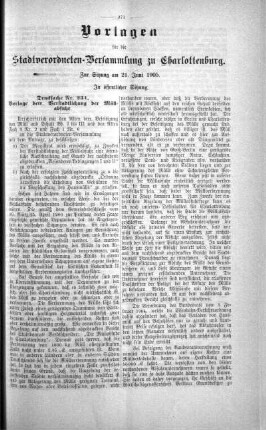 Vorlagen für die Stadtverordneten-Versammlung zu Charlottenburg. Zur Sitzung am 21. Juni 1905. In öffentlicher Sitzung, 21. Juni 1905