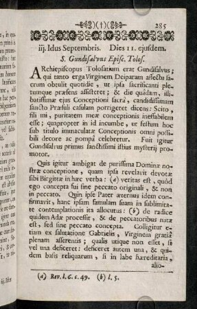 285-305, iij. Idus Septembris. Dies 11. ejusdem. - x. Cal. Octobris. Dies 22. Septembris.