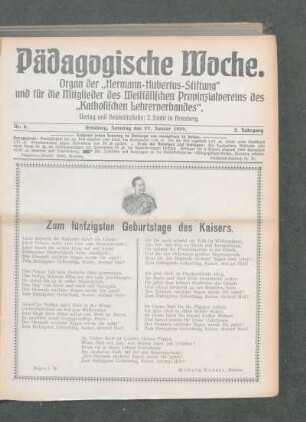 Zum fünfzigsten Geburtstage des Kaisers