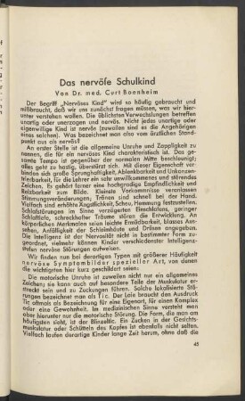 Das nervöse Schulkind