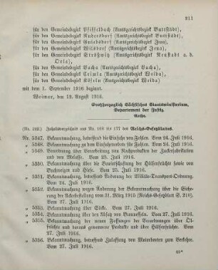 Nr. 202: Inhaltsverzeichnis aus Nr. 168 bis 177 des Reichs-Gesetzblattes