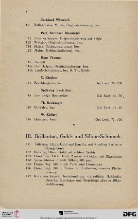 III. Brillanten, Gold- und Silber-Schmuck (Nr. 121-139)
