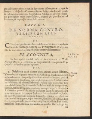 Caput I. De Norma Controversiarum Religionis.