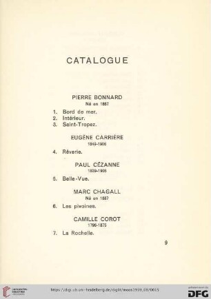 Catalogue (Nr. 1-122)