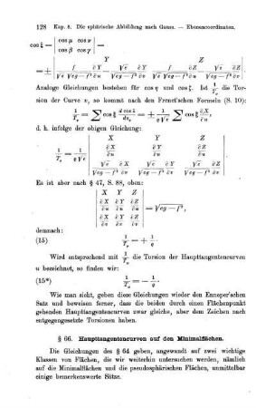 § 66. Haupttangentencurven auf den Minimalflächen.