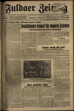 Erste Ausgabe vom Dienstag, den 02. März 1937.