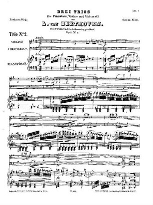 Beethoven's Werke, 80 = Serie 11: Trios für Pianoforte, Violine und Violoncell. Trio : op. 1,2