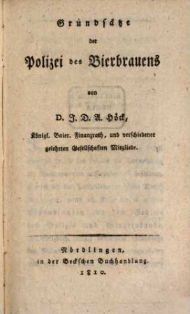 Grundsätze der Polizey des Bierbrauens