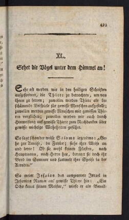 493-504, XL. Sehet die Vögel unter dem Himmel an!