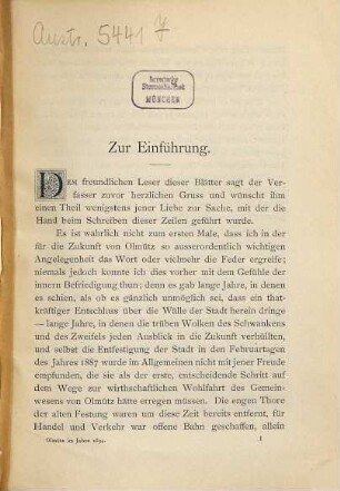 Olmütz im Jahre 1894 : Denkschrift aus Anlass d. Ankaufes d. Festungsgründe durch die Stadtgemeinde. Hrsg. v. Carl Graeser u. Willibald Müller. Mit zahlr. Ill.