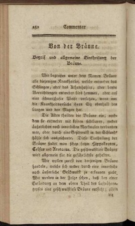 Begrif und allgmeine Eintheilung der Bräune.