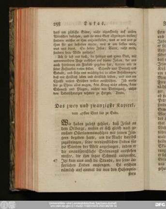 Das zwey und zwanzigste Kapitel, vom 47sten Vers bis zu Ende.