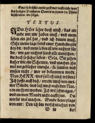 Textus. [David, 39. Psalm]