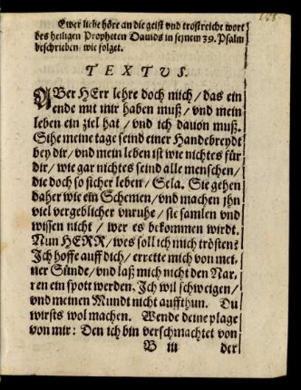 Textus. [David, 39. Psalm]
