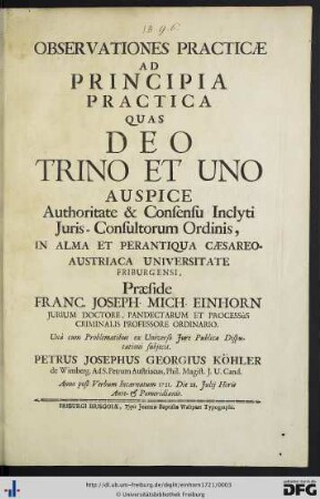 Observationes Practicae Ad Principia Practica