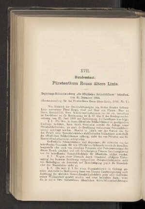 XVII. Bundesstaat: Fürstenthum Reuss ältere Linie.
