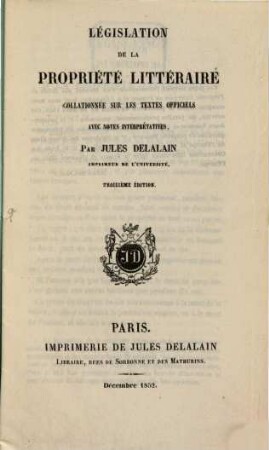Législation de la propriété littéraire