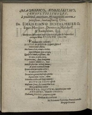 Magnifico, nobilissimo, consvltissimoqve, ...