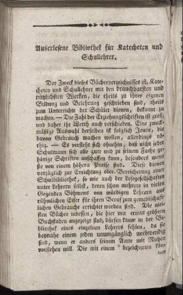 Auserlesene Bibliothek für Katecheten und Schullehrer.