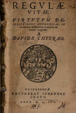 Regulae Vitae : Virtutum Descriptiones methodicae
