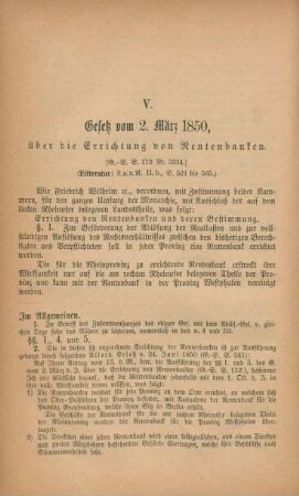 V. Gesetz vom 2. März 1850