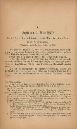 V. Gesetz vom 2. März 1850