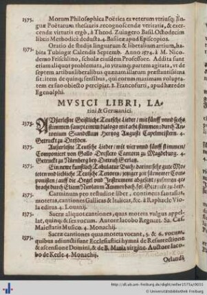 Mvsici Libri, Latini & Germanici.