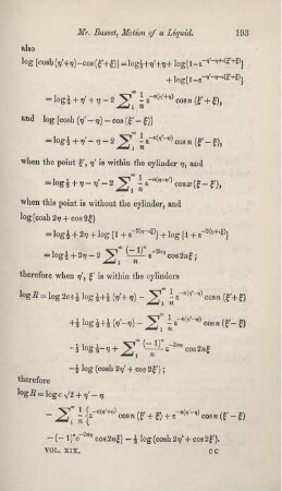 On the motion of a liquid in and about cylinders whose transverse sections are the inverse of confocal ellipses with respect to their centre. [Fortsetzung].