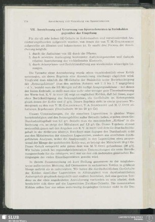 VII. Anreicherung und Verarmung von Spurenelementen in Steinkohlen gegenüber der Umgebung