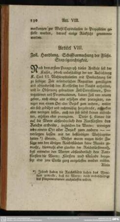 Artikel VIII. Zoll. Handlung. Schiffbarmachung der Flüße. Stapelgerechtigkeit