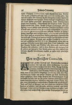 Caput XV. Von wucherlichen Contracten.