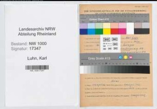 Entnazifizierung Karl Luhn, geb. 26.10.1906 (Schlosser)