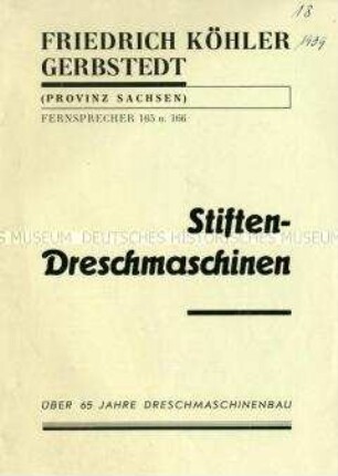 Stiftendreschmaschinen Typ "Harz, Mansfeld und Thüringia"