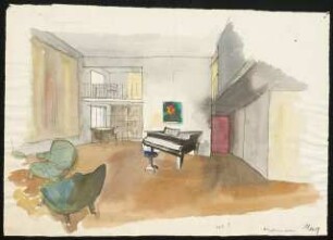 Studienarbeiten: Entwurf Innenraum mit Klavier