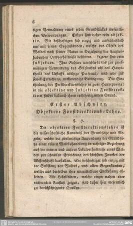 Erster Abschnitt. Objektive Forstdirektions = Lehre
