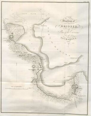 Plate XIII. The harbour of Grissee, and plan of the environs of Sourabaya