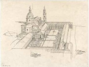 Gsaenger, Gustav; München, Theatinerstr.; Bayerisches Kultusministerium, Erweiterung - Vorprojekt Erweiterungsbau (Perspektive)