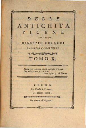 Delle Antichitá Picene, 10