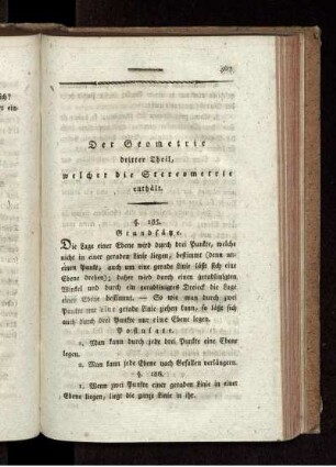 Der Geometrie dritter Theil, welcher die Stereometrie enthält.