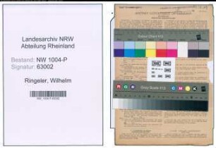 Entnazifizierung Wilhelm Ringeler , geb. 01.08.1879 (Vermessungstechniker)