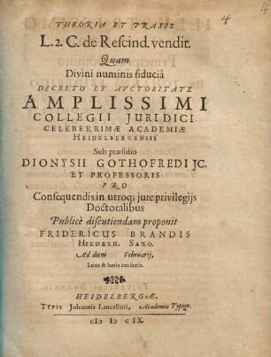 Theoria Et Praxis L. 2. C. de Rescind. vendit.