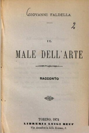 Il male dell'arte : Racconto