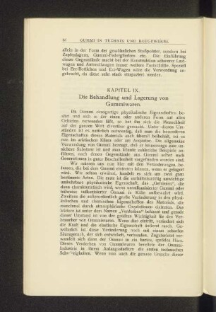 Kapitel IX. Die Behandlung und Lagerung von Gummiwaren.