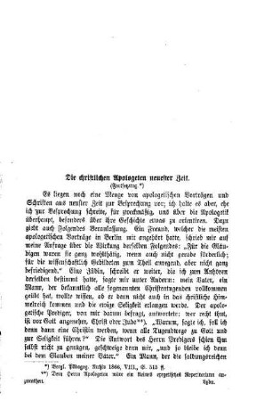 Die christlichen Apologeten neuester Zeit : Fortsetzung