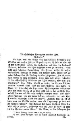 Die christlichen Apologeten neuester Zeit : Fortsetzung