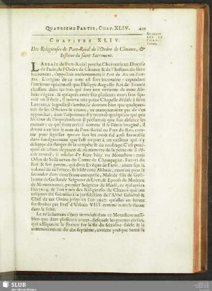 Chapitre XLIV. Des Religieuses de Port-Roïal de l'Ordre de Cîteaux, & Institut du saint Sacrement