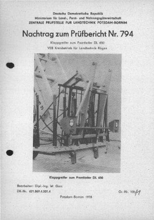 Klappgreifer zum Frontlader DL 650