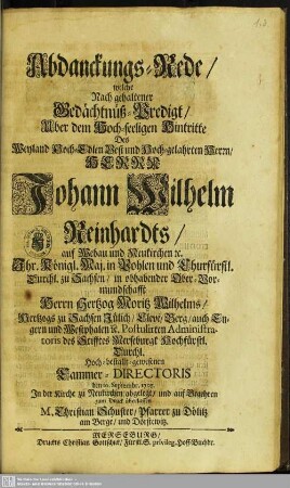 Abdankung : Abdanckungs-Rede
