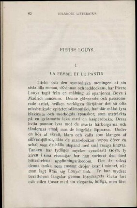 I. La Femme Et Le Pantin.